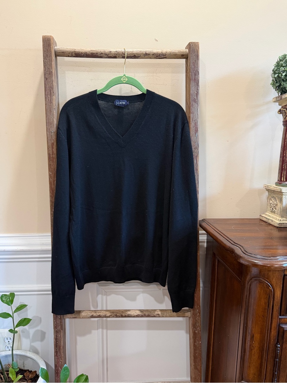 J. Crew Men's Black V-Neck Pullover Sweater